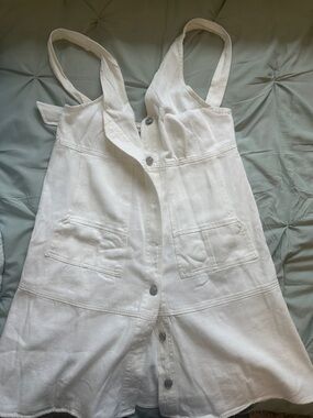 DAVI & DANI White Button-Front Cotton Romper Dress